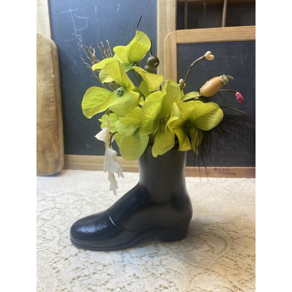 Vintage Metal High Top Womens Button Shoe Autumn Floral Arrangement - Picture 4 of 6